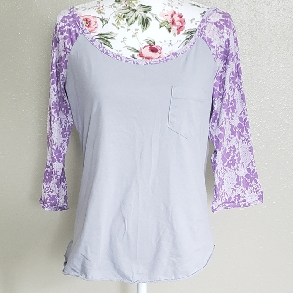 Torrid baseball tee Purple Lace/Gray